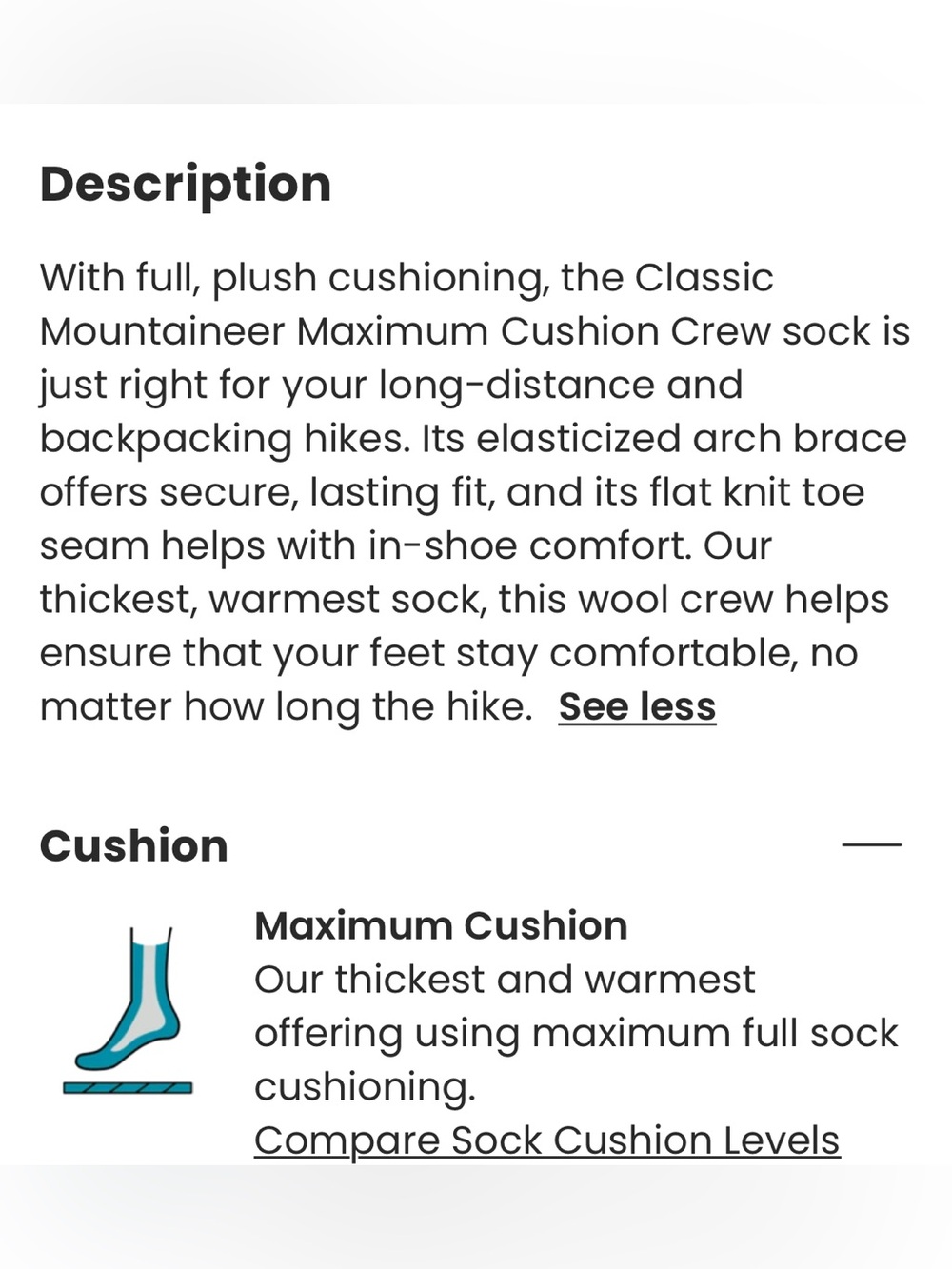 Smartwool Classic Mountaineer Crew Height Maximum Cushion Outdoor Hiking Socks - Picture 5 of 5